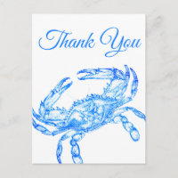 Vintage blaue Krabbe - vielen Dank Postcard