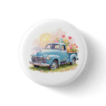 Vintage Blaue Lastwagen mit Ostereiern & Tulpen