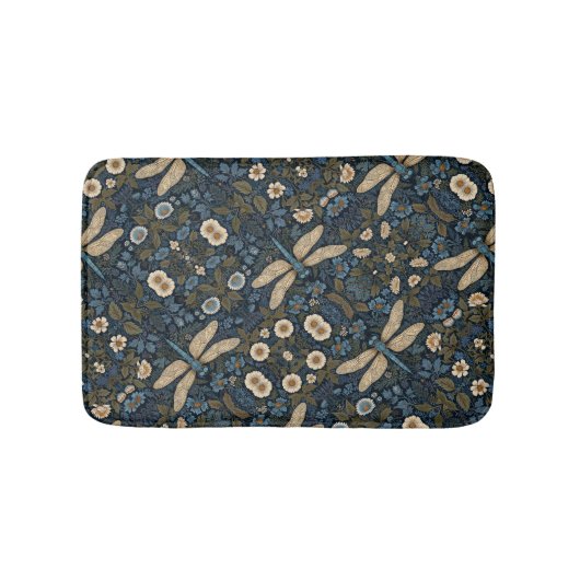 Vintage blaue Libelle Badematte (Vorderseite)