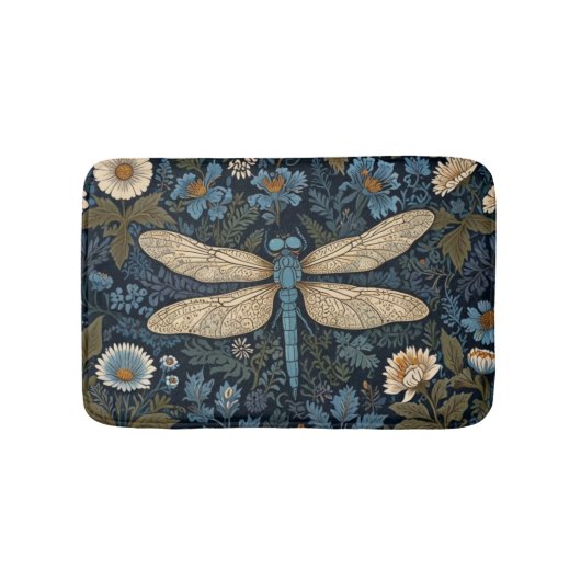 Vintage blaue Libelle Badematte (Vorderseite)