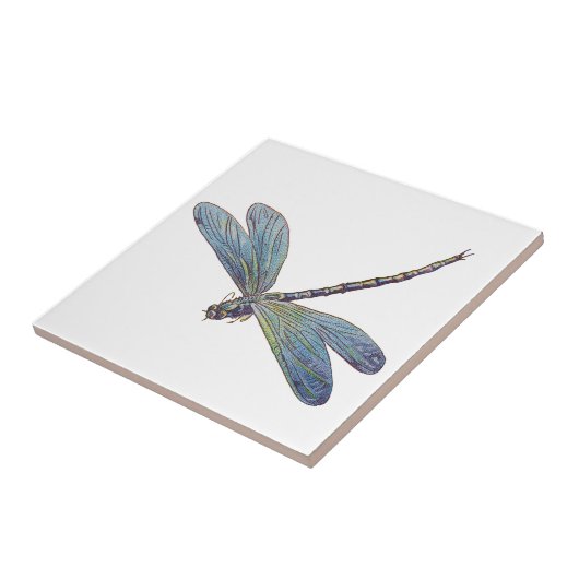 Vintage blaue Libelle Fliese (Seite)