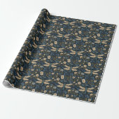 Vintage blaue Libelle Geschenkpapier (Ungerollt)