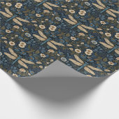 Vintage blaue Libelle Geschenkpapier (Ecke)