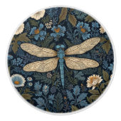 Vintage blaue Libelle Keramikknauf (Vorderseite)