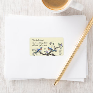 Vintage Blaue Liebesvögel Verzauberter Wald RSVP Adressaufkleber