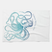 Vintage Blaue Meer-Oktopus Geschirrtuch (Horizontal)