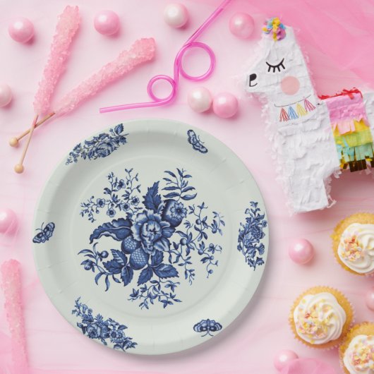 Vintage blaue Papierplatte Pappteller (Party)