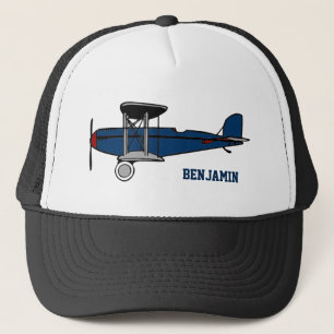 Vintage Blaue Retro-Flugzeug Kinder Truckerkappe