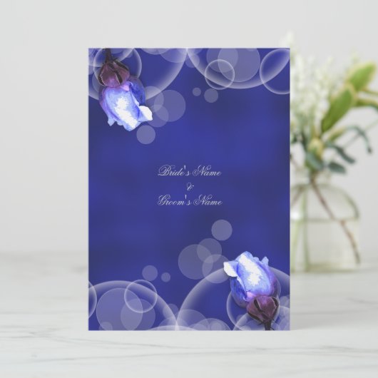 Vintage Blaue Rose Antike Fantasiehochzeit Einladung (Stehend Vorderseite)