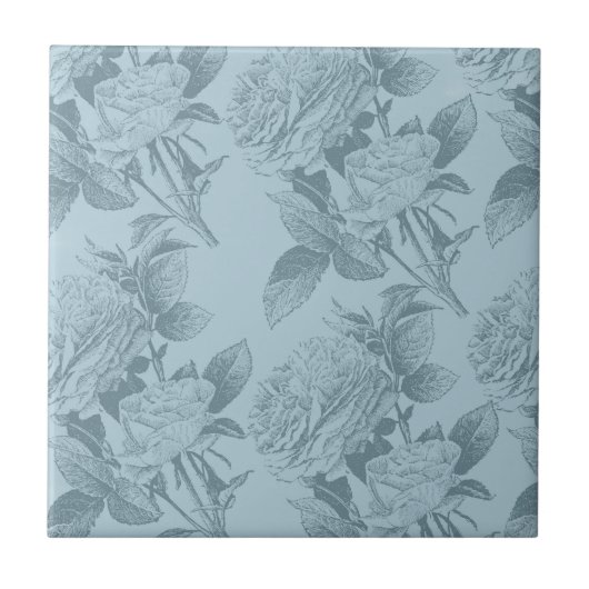Vintage blaue Rose Fliese (Vorderseite)