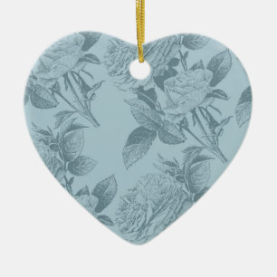 Vintage blaue Rose Keramikornament