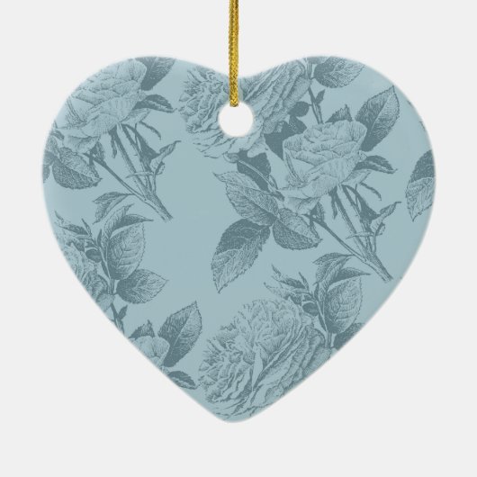 Vintage blaue Rose Keramikornament (Hinten)