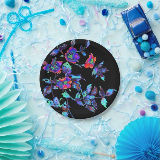 Vintage blaue Rose Pappteller (Party)