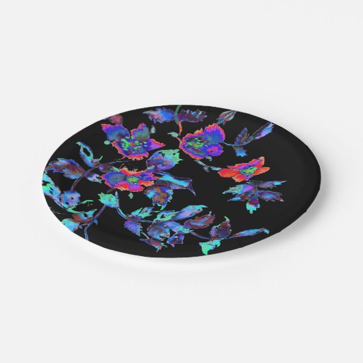 Vintage blaue Rose Pappteller (Schrägansicht)