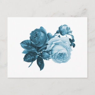 vintage blaue Rosen Geschenk Postkarte