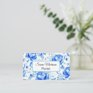 Vintage. Blaue Rosen. Visitenkarte