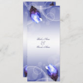 Vintage blaue Rosenantiken-Winterhochzeit Einladung (Vorne/Hinten)