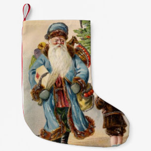 Vintage blaue Sankt Kleiner Weihnachtsstrumpf