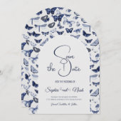 Vintage blaue Schmetterlinge Einladung (Vorne/Hinten)