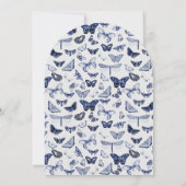 Vintage blaue Schmetterlinge Einladung (Rückseite)