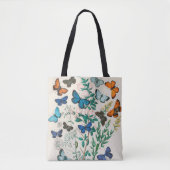Vintage blaue Schmetterlinge Illustration Tote Bag Tasche (Vorderseite)
