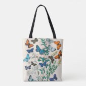 Vintage blaue Schmetterlinge Illustration Tote Bag Tasche (Rückseite)