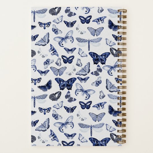 Vintage blaue Schmetterlinge Notizblock (Rückseite)