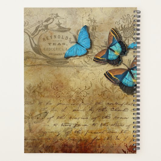 Vintage blaue Schmetterlinge Planer (Rückseite)