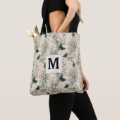 Vintage Blaue Schmetterlings-Blumen-Monogramm Tasche (Von Nahem)
