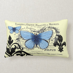 Vintage blaue Schmetterlings-Collage Lendenkissen