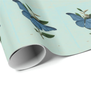 Vintage-blaue Schmetterlings-Geschenkverpackungspa Geschenkpapier