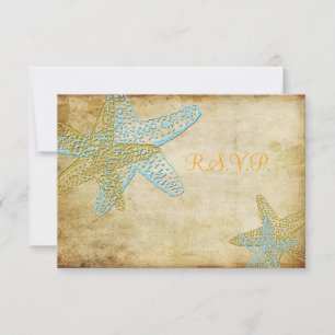 VINTAGE BLAUE SEESTERNE HOCHZEITSEINLADUNGEN RSVP KARTE