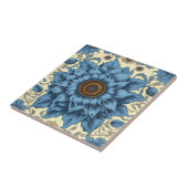 Vintage blaue Sonnenblumenkunst Fliese (Seite)