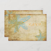 VINTAGE BLAUE STARFISH-BREITERINVITATIONEN RSVP KARTE (Vorne/Hinten)