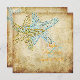VINTAGE BLAUE STARFISH WEDERINVITATIONEN EINLADUNG