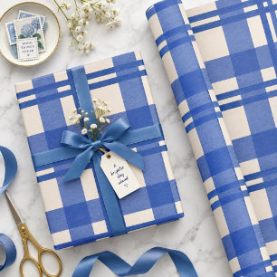 Vintage Blaue Tartan Karo Weihnachten Geschenkpapier