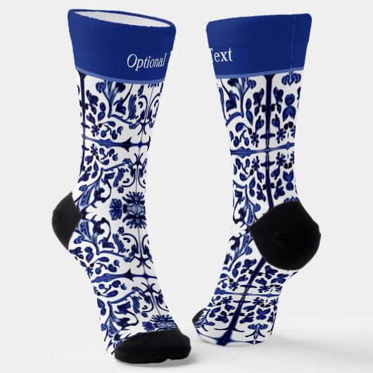 Vintage blaue Tile-Malerei mit benutzerdefiniertem Socken (Gewinkelt)