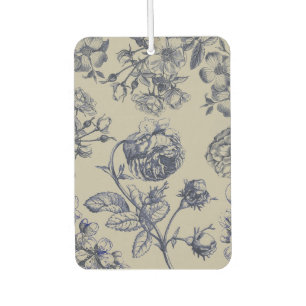 Vintage Blaue Toile-Botanische Florale Antiquität  Autolufterfrischer