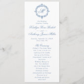 Vintage blaue Toile-Monogramm-Hochzeitsprogramme Einladung (Vorderseite)