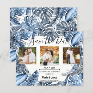 Vintage Blaue Tropische Palmen Hochzeit Termin vor