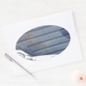 Vintage blaue Tür, Silbergriff Ovaler Aufkleber (Umschlag)