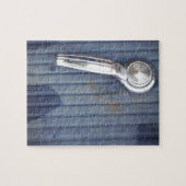 Vintage blaue Tür, Silbergriff Puzzle (Horizontal)