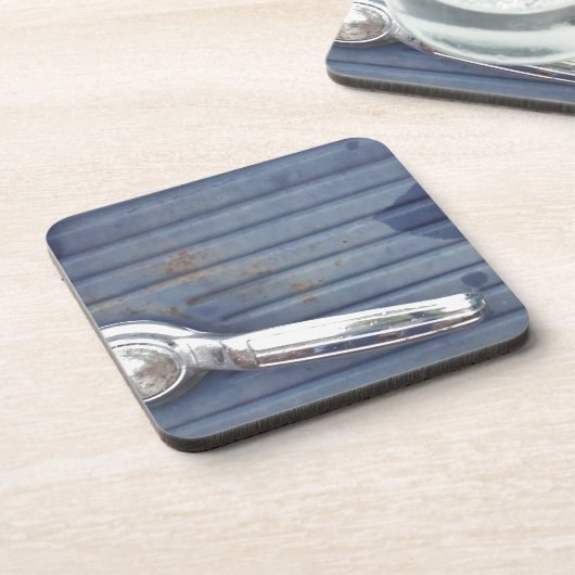 Vintage blaue Tür, Silbergriff Untersetzer (Linke Seite)