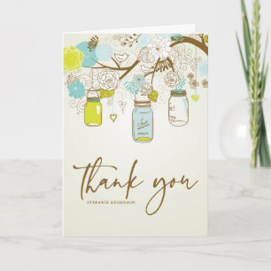 VINTAGE BLAUE UND GELBE MASON JAR DANKESKARTE