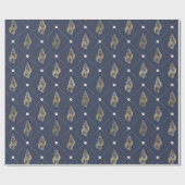 Vintage blaue und goldene Muscheln Geschenkpapier (Flach)