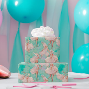 Vintage Blaue und Rosa Pastellfarbene Kleine Tänze Geschenkpapier