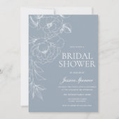 Vintage Blaue und Weiße Florale Küsten Hochzeitssh Einladung (Vorderseite)