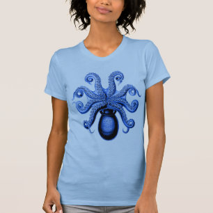 Vintage blaue Unterseite der Kraken-1 T-Shirt