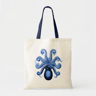 Vintage blaue Unterseite der Kraken-1 Tragetasche