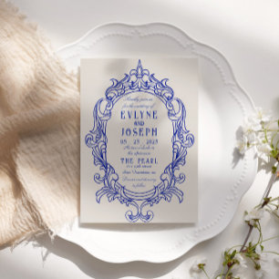 Vintage Blaue Viktorianische Barockzauberei Einladung